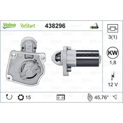 Image of 1614016380, 1628564780, 9674077280 Starter motor VALEO 438296 12V 1,8kW 15 NO R 48 NEW STOP&amp;START ORIGINAL PART PEUGEOT: 208 I Hatchback, 508 SW