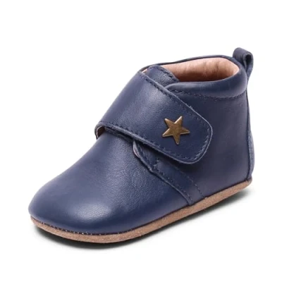 Image of Bisgaard Unisex Baby Velcro Star Slippers, Navy, 4.5 UK Child