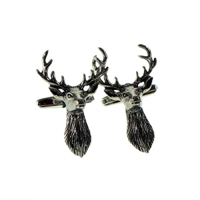 Image of English Made Stag Pewter Cufflinks Presented in a Box