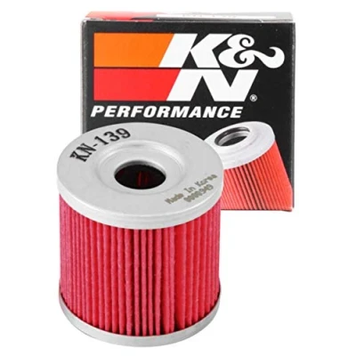 Image of K&amp;N Motorcycle Oil Filter: High Performance, Premium, Designed to be used with Synthetic or Conventional Oils: Fits Select Suzuki, Arctic Cat, Kawasaki Vehicles, KN 139, Black