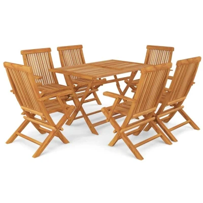 Image of vidaXL 7 Piece Garden Dining Set Solid Teak Wood