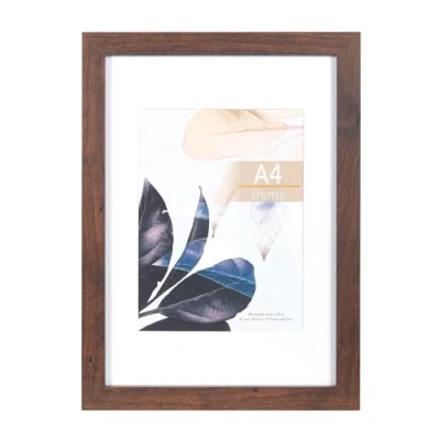 Image of Walnut Wooden Picture Frames A4 with Mount,A4 Black frame,A4Frame,A4 Frames,A4 Photo certificate frame,Freestanding and Wall Mountable