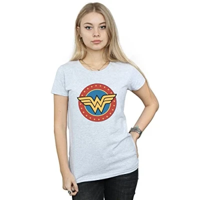 Image of DC Comics Women&#039;s Wonder Woman Circle Logo T Shirt Sport Grey Large