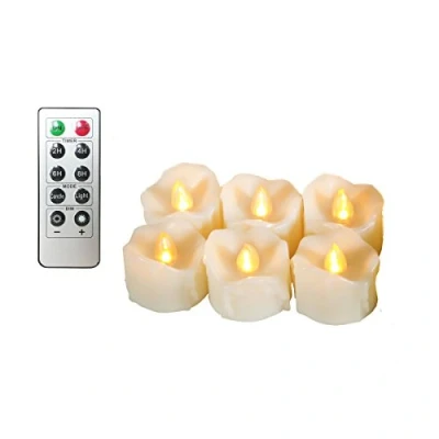 Image of Erosway Flameless Candles, Realistic Flickering LED Tea Lights Battery Operated, 200 Hours of Nonstop Working with Remote and 2/4/6/8 Timer. 6pcs/Pack