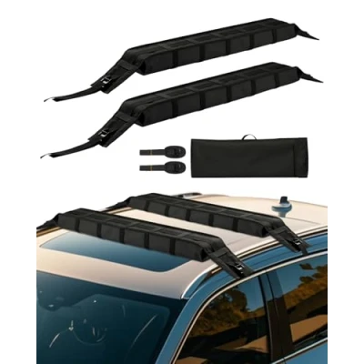Image of VEVOR Soft Roof Rack Pads, 33 Inch Universal Car Pad, 176LBS Load Capacity Luggage Kayak Carrier with 2 Tie Down Straps and Portable Storage Bag for SUP Canoe Snowboard Paddle Board
