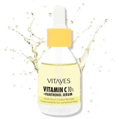 Image of Vitayes Vitamin C 10% + Panthenol Serum, Highly Effective Skin Rejuvenation, Anti Wrinkle, Whitening, Moisturising, Care, Beauty Booster, Face Serum for Radiant