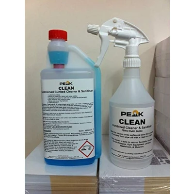 Image of Peak Clean Sunbed/Gym Equipment Cleaner &amp; Sanitiser Undiluted (Starter Kit)