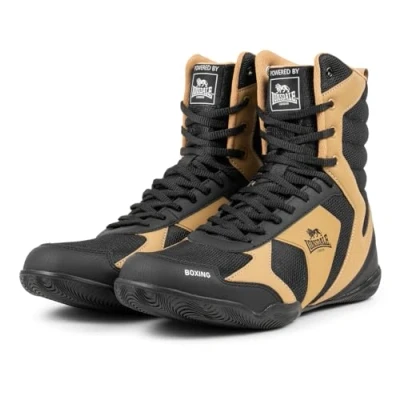 Image of Lonsdale Unisex&#039;s Heskin Boxing Shoes, Black Gold White, 8 UK