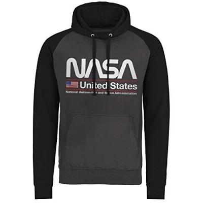 Image of Nasa Officially Licensed United States Baseball Hoodie (Dark Grey Black), S