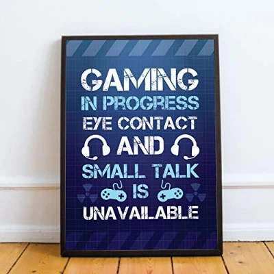 Image of RED OCEAN Gaming Print For Boys Bedroom Man Cave Gamer Gift Framed Retro Sign