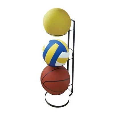 Image of Yamazaki 7290 FRAME Ball Stand, Black, Steel, Minimalist Design, 20.5 x 25.5 65 cm (LxWxH)