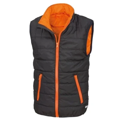 Image of Result Boys&#039; Bodywarmer Padded Junior/Youth Black/Orange Size XL