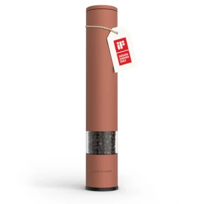Image of LARS NYSØM Salt Pepper Grinder Manual with Adjustable Ceramic from coarse to fine I Design Mill (Brick Red)