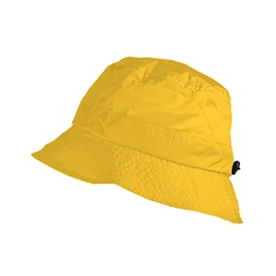 Image of Toutacoo, Bucket Rain Hat or Summer hat, Sun Foldable in its Integrated Pocket, Nylon Look Cotton Feel, M/L, 06 yellow/Rain, M/L