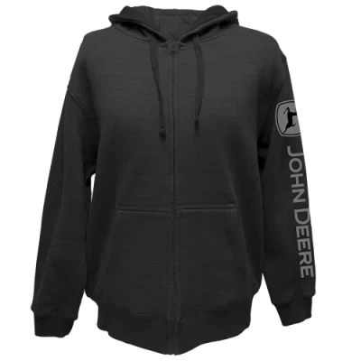 Image of John Deere Jd Full Zip Fleece Sweatshirt Black Large