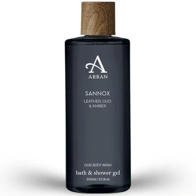 Image of Arran Sannox Luxury Bath &amp; Shower Gel (300ml/10floz) Premium Mens Body Wash Scented with Leather, Amber and Oud