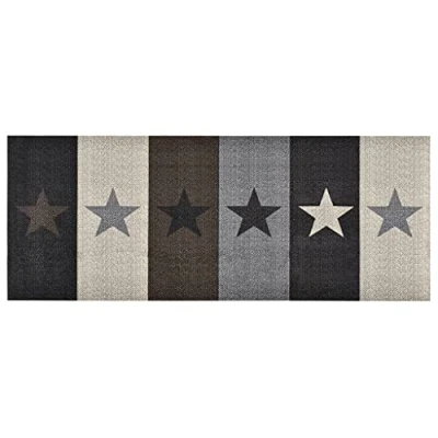 Image of vidaXL Multicoloured Kitchen Floor Mat Star Printed Washable Carpet Velvet Featured Rectangular Indoor Outdoor Rug (60 x 180 cm)