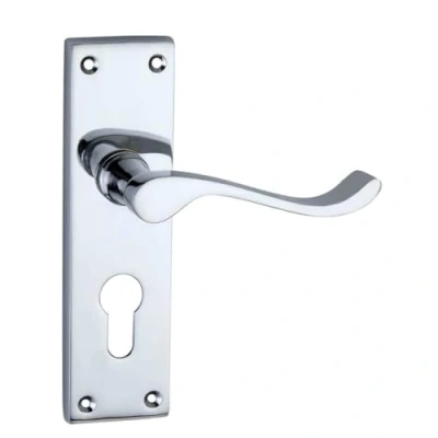 Image of Designer Levers Victorian Scroll Lever Door Handles Polished Chrome 1 Pair Euro Lock Handle