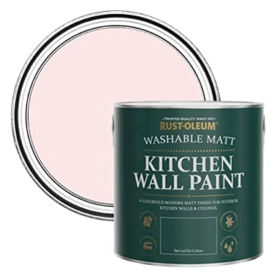 Image of Rust Oleum Pink Washable Kitchen Wall Paint in Matt Finish Strawberry Vanilla 2.5L