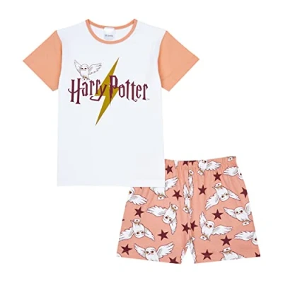 Image of Harry Potter Girls Pyjamas, Hedwig Short Summer PJs for Girls, Ages 7 to 14 Years Old (UK, Age, 11 Years, 12 Regular, Pink)