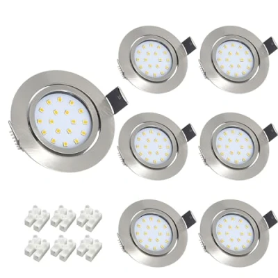 Image of Wondlumi 5W Recessed Ceiling Lights Ultra Thin, Spot for LED Downlights Spotlights Brushed Chrome Cool White 240V Kitchen Living Room, Pack of 6