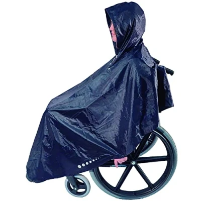 Image of GOTITA Waterproof Poncho for wheelchairs Universal Raincoat Easy to use rain Cape wheelchairs. Italian Design (Navy Blue)