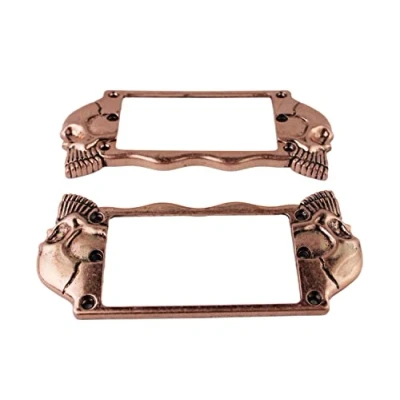 Image of Guyker Flat Metal Humbucker Pickup Mounting Ring Set Bridge Neck Pickups Cover Frame Replacement Part for Electric Guitar or Precision Bass(2PCS, Antique Bronze)
