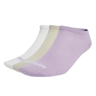 Image of adidas Unisex Thin Linear Low Cut Socks 3 Pairs, Powder Plum/White/Halo Mint, 8.5 10
