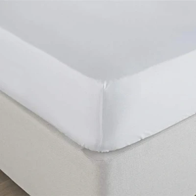 Image of The Linen Yard 250 Thread Count Fitted Sheet, White, Single