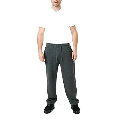 Image of Silver® Mens Plain Fleece Bottom Jogging Joggers Opem Hem Trouser Zip Pockets Pant Sports Gym Fitness Yoga Loose Fit Sweat Jog (Charcoal, M)