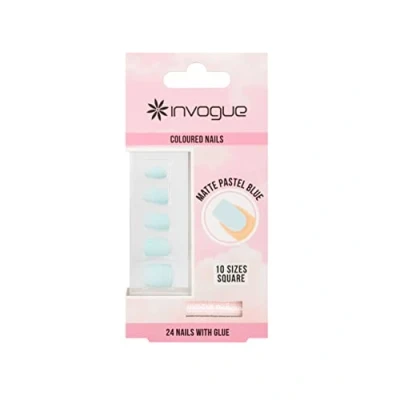 Image of Invogue Matte Pastel Blue Square Nails (24 Pieces)