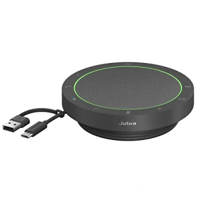 Image of Jabra Speak2 55 Wireless Bluetooth Speakerphone with 4 Noise cancelling Mics, Full range 50mm Speaker, Wideband Audio, Compact and portable Certified for Zoom Google Meet Dark Grey