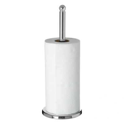 Image of Premier Housewares Chrome Kitchen Roll Holder Free Standing Paper Towel with Wide Base for Countertop Decorative Accessories