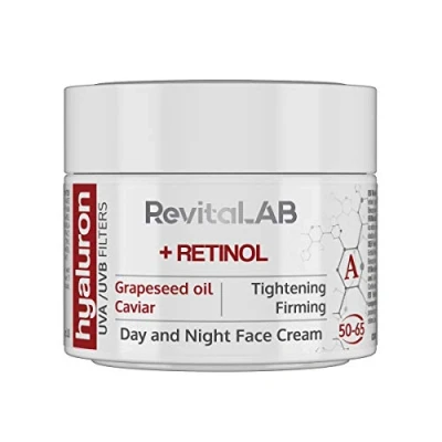 Image of RevitaLAB Hyaluron Anti Ageing Day and Night Cream, Enriched with Retinol, Caviar Red Grape, for Ages 50 65, ml