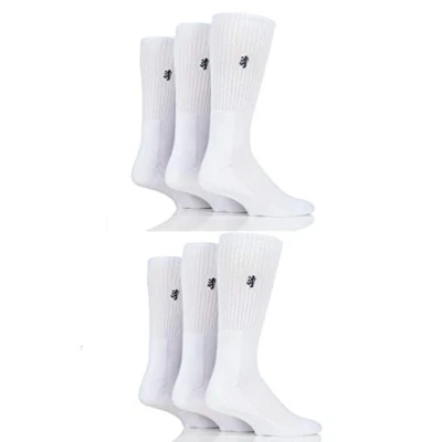 Image of Pringle Mens Bamboo Cushioned Sports Socks Exclusive To SOCKSHOP Pack of 6 White 12 14