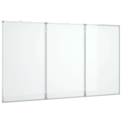 Image of VidaXL Foldable Magnetic Whiteboard Three Panel, Lacquer Coated, Aluminium &amp; Plastic, 180x80 cm