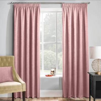 Image of Enhanced Living Matrix Pink Thermal Blockout Tape Top Curtains 66 x 54 inch (168 137cm) Energy Saving for Room/Bedroom