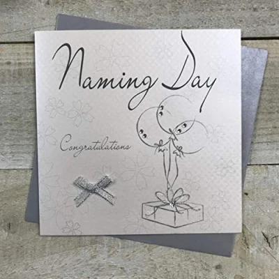 Image of white cotton cards Handmade Naming Day Card, White, WB117A