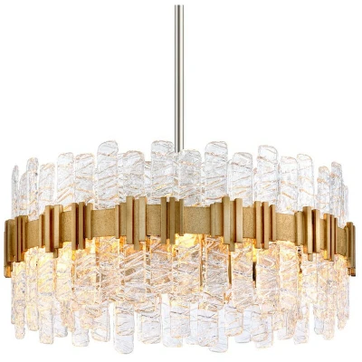 Image of Ciro 8 Light Pendant ANTIQUE Leaf Stainless, Glass