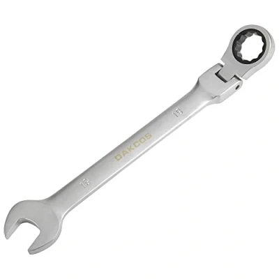 Image of DAKCOS Flexible Head Ratchet Combination Wrench Spanner 19mm Chrome Vanadium Steel