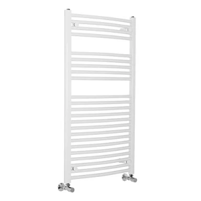 Image of Warmehaus Contemporary Curved Heated Bathroom Towel Rail Radiator Rad 1100 x 600 White
