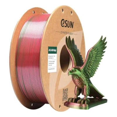 Image of eSUN Silk Dual Color PLA Filament 1.75mm, Co Extrusion Magic 3D Printing Filament, Gradient Changing 1KG Spool (2.2 LBS) for Printers, Red Green