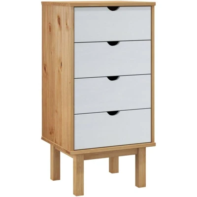 Image of vidaXL Drawer Cabinet OTTA Brown&amp;White 45x39x90cm Solid Wood Pine