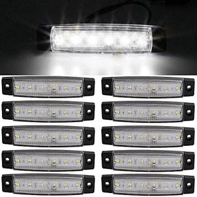 Image of Side Marker Lights, 10pcs Car Lights Indicators 6SMD LED Front Rear Light Position Lamps 12V for Auto Camper Van Truck Lorry (White)