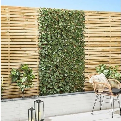 Image of Garden Mile Topiary Trellis Fresh Greens, Ivy Leaves and Flowers Artificial Leaf Spring Summer Creeping Decoration Faux Climbing Plants (180 x 60cm, Trellis)