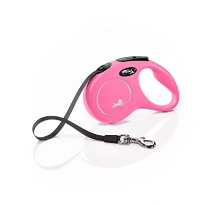 Image of Flexi New Classic Tape Pink Small 5m Retractable Dog Leash/Lead for dogs up to 15kg/33lbs