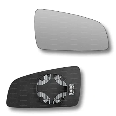 Image of Less4spares Replacement Wing Mirror Glass Right Compatible with Vauxhall Zafira 2005 2009 CLIP ON Driver Off side Heated Blind Spot