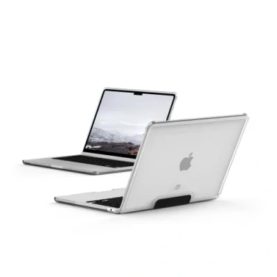 Image of [U] by UAG Designed for MacBook Air 13&quot; Case 2024 M3 (A3113), 2022 M2 (A2681) Lucent Ice/Black, Translucent Durable Lightweight Impact Resistant Laptop Protective Cover URBAN ARMOR GEAR
