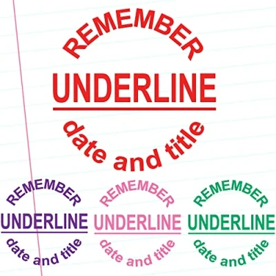 Image of Remember Underline Date and Title Teacher Stamp. Reinkable. 22mm Image. Self Inking Stamp (Purple^)
