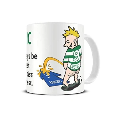 Image of Wee On The Rival&#039;s Shirt Football Fan Rivalry Mugs Great Funny Gift for a Supporter Present Coffee Tea Mug Cup (Celtic V Rangers) WE07